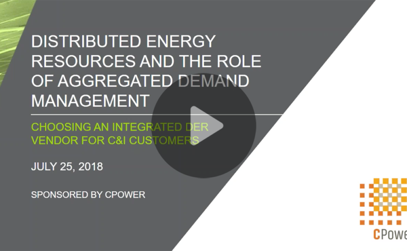 Webinar: Distributed Energy Resources and the Role of Aggregated Demand Management